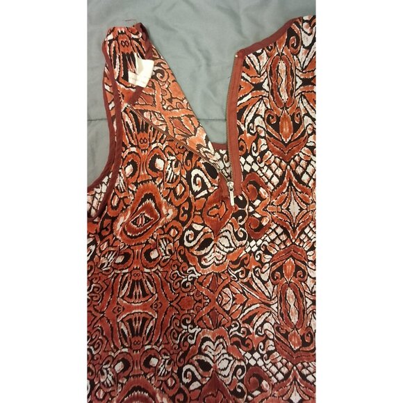 Japna Shirt Womens Medium Orange Geometric Print Sleeveless Dressy Lightweight - Picture 9 of 9